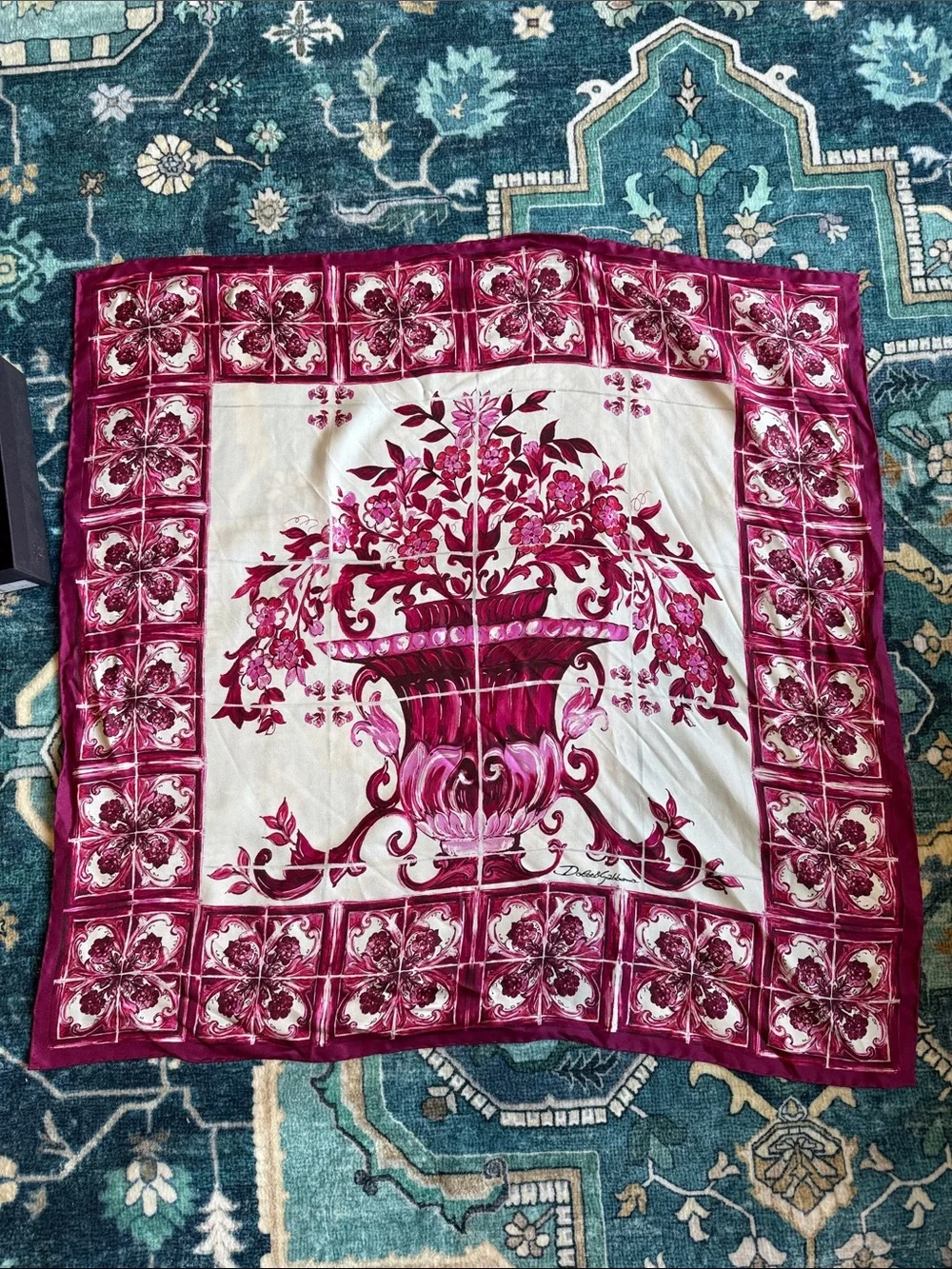 DOLCE & GABBANA Majolica-print twill scarf